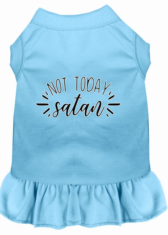 Not Today Satan Screen Print Dog Dress Baby Blue Sm